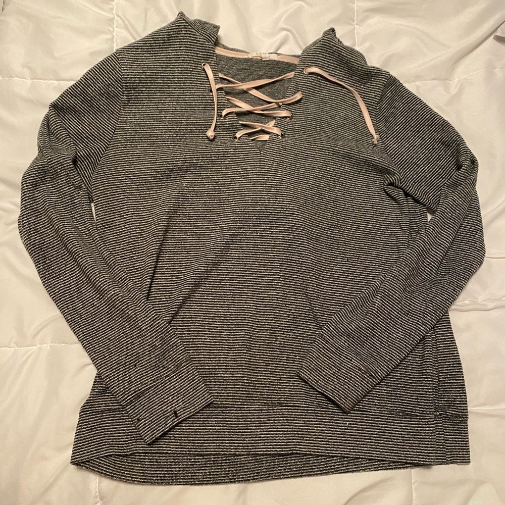 Striped Maurice’s hoodie w/ pink strings